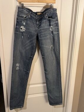 see thru soul Women's Straight Distressed Jeans Medium Wash